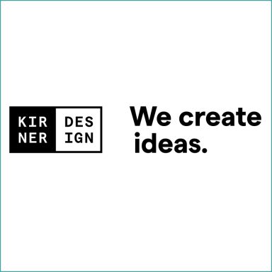 Logo von Kirner Design mit dem Slogan „We create ideas.“